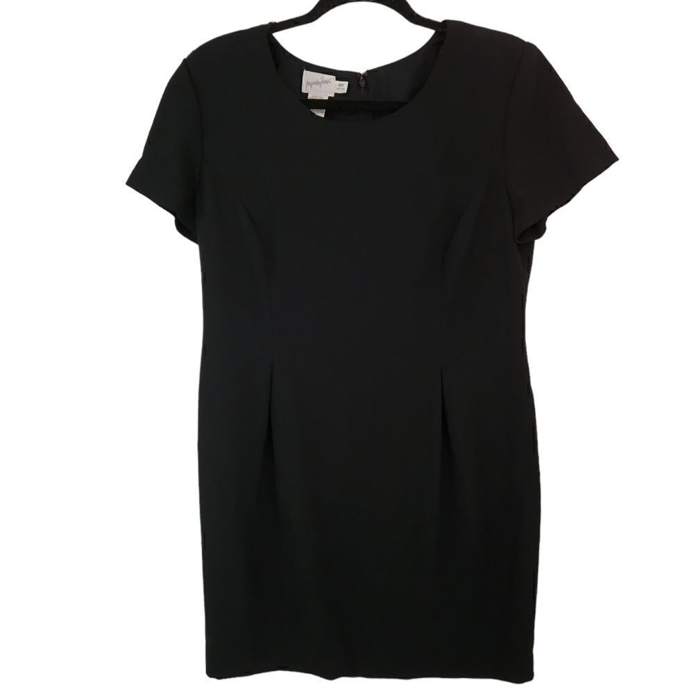 Jaqueline Ferrar Womens VINTAGE Basic Black Midi Dress Back Zip Size 12P